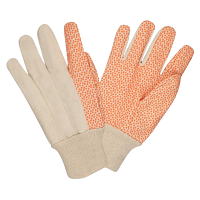 Orange PVC Dotted Palm Canvas Gloves - L