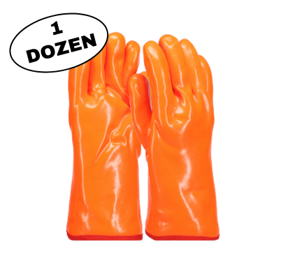 PVC Gauntlet Smooth Finish Hi-Vis Glove - Orange