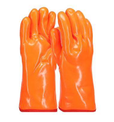 PVC Gauntlet Smooth Finish Hi-Vis Glove - Orange