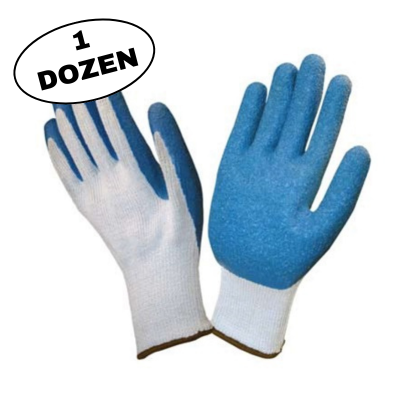 Blue Crinkle Latex Palm with Knit Wrist Glove