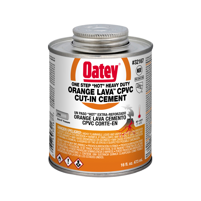 Oatey Orange Lava CPVC Cut-In Cement- 16oz