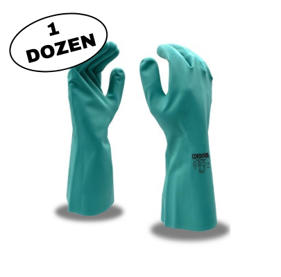 15 Mil Nitrile Flock Lined Glove - Green
