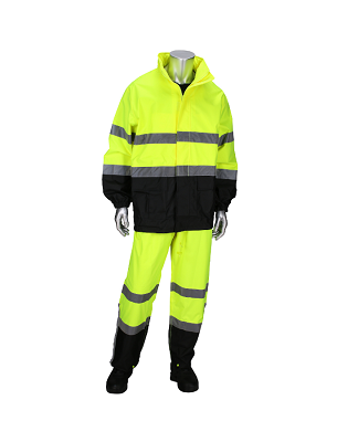 Type R Class 3 Hi-Vis 2-Piece Rainsuit with Black Coloring