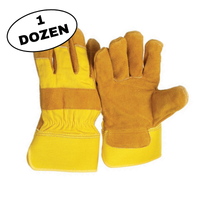 Leather Palm with Rubberized Safety Cuff Glove - Yellow