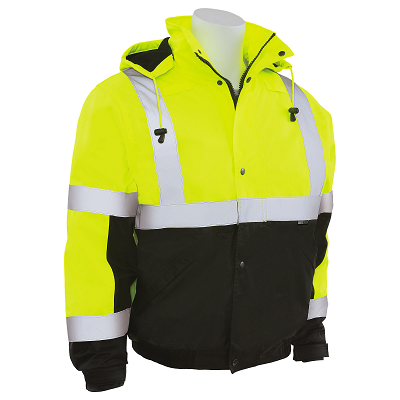 Class 3 Bomber Jacket with Storm Flap & Hood - Lime