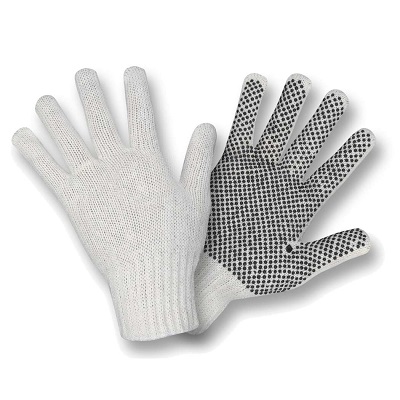 String Knit Gloves with PVC Dots