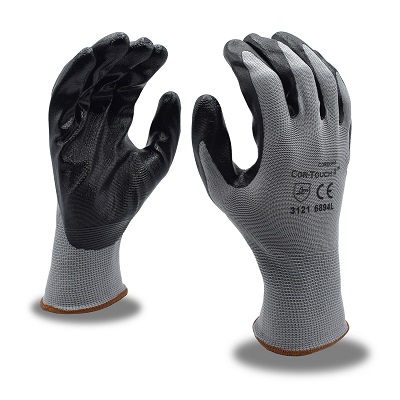 Nitrile Coated Palm with Knit Wrist Glove - Gray