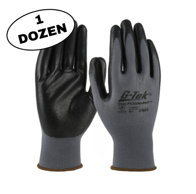 Nitrile Coated Palm with Knit Wrist Glove - Gray