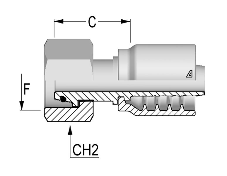 Metric Female 24 Cone With O-Ring - Heavy Din. 3865