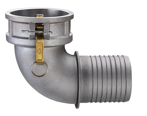 Type C 90 Degree Female Coupler x Hose Shank - Aluminum