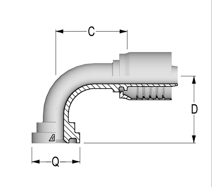 90 Degree Flange SAE J518 Code 61 Solid Bent Tube
