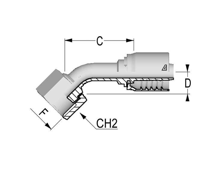 45 Degree ORFS Female Swivel Solid Bent Tube