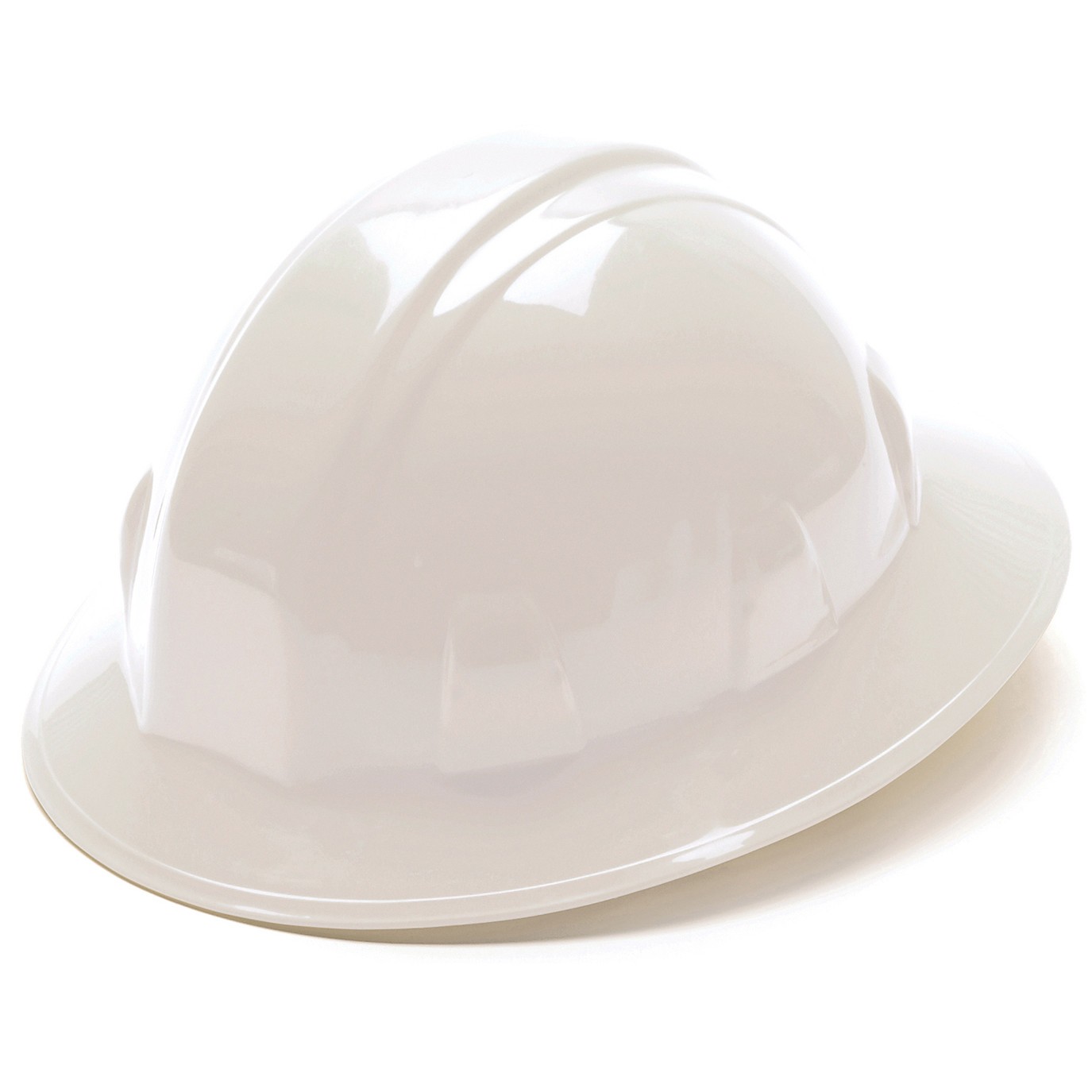 White Rachet Style Full Brim Hard Hats