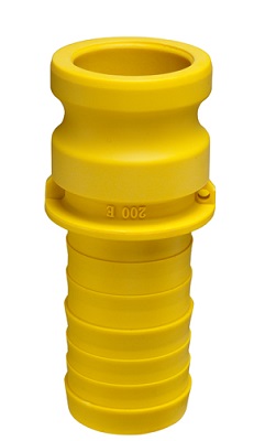 Type E Male Adapter x Hose Barb - Yellow Nylon