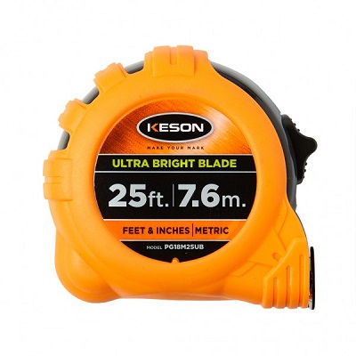 Keson Short Tape Measure with Ultra Bright Blade