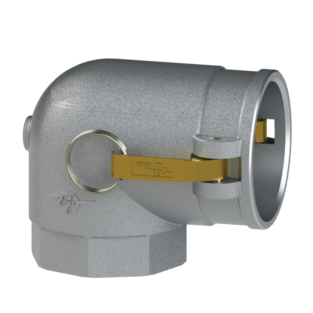 PT Coupling 1070720 90 deg G-Elbow with Brass Check Valve, 2 in Coupler x 2 in FNPT, Aluminum