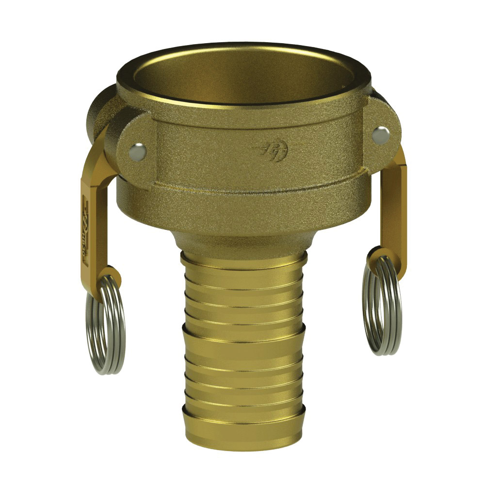 PT Coupling 62221510 Reducer Coupler, 1-1/2 in Type C x 1 in Hose Shank, Brass