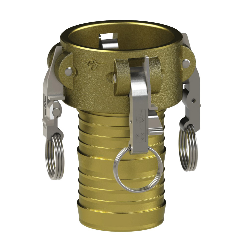 PT Coupling 1270340H Heavy-Duty Coupler, 4 in Type C x 4 in Hose Shank, Brass