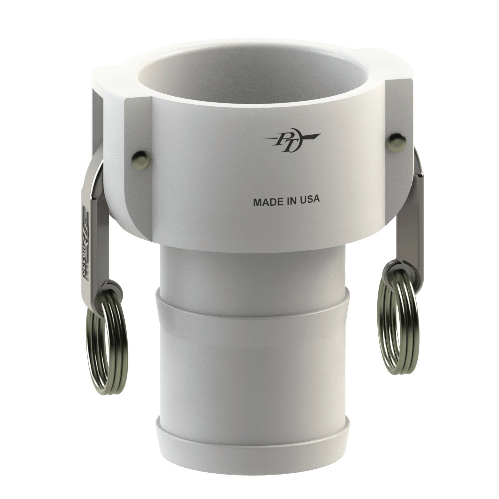 PT Coupling 2770315 Coupler, 1-1/2 in Type C x 1-1/2 in Hose Shank, Food-Grade Polypropylene