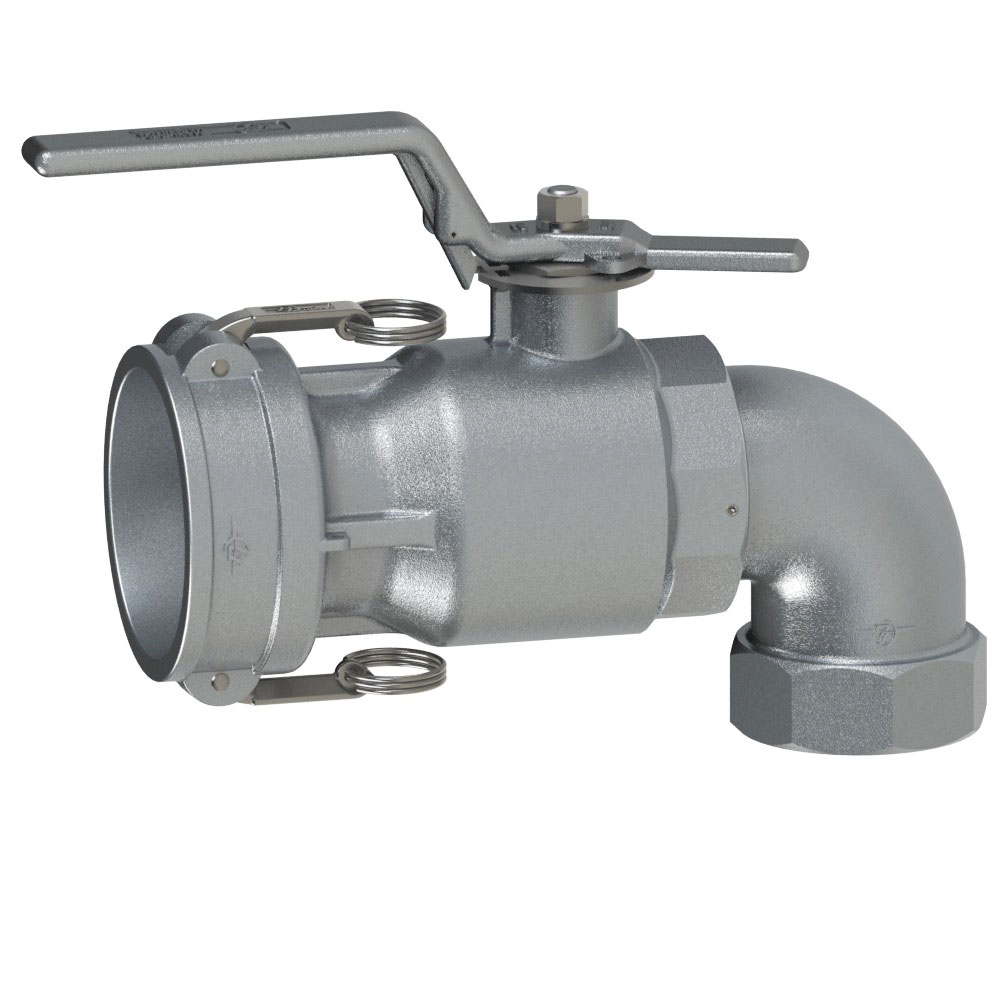 PT Coupling Maxi-Dry 40000200SV Dry Disconnect 90 deg Swivel Elbow with FKM Gasket, 2 in Coupler x 2 in FNPT, Aluminum
