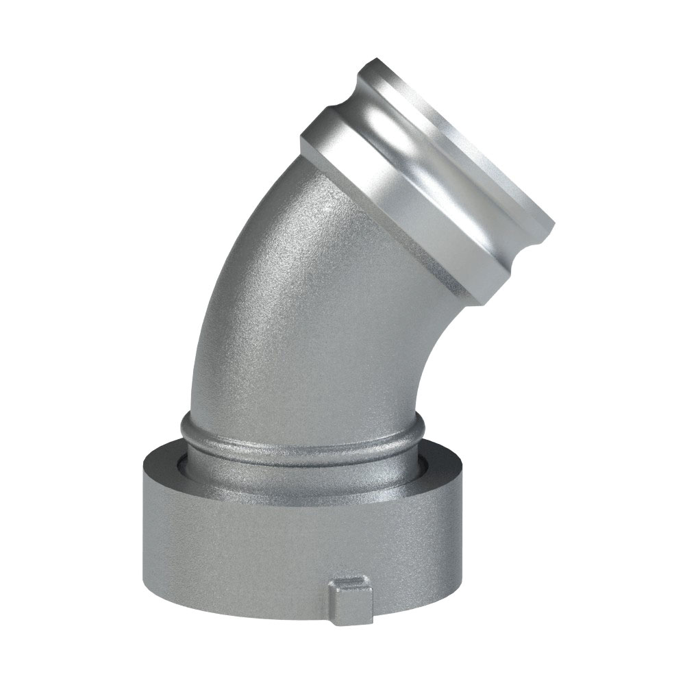 PT Coupling Safety Tank Solutions 60464000 45 deg Elbow with Buna-N Gasket, 4 in Adapter x 5 in