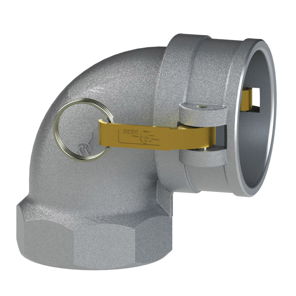 PT Coupling 6048000005 90 deg Elbow, 2 in Coupler x 2 in FNPT, Aluminum
