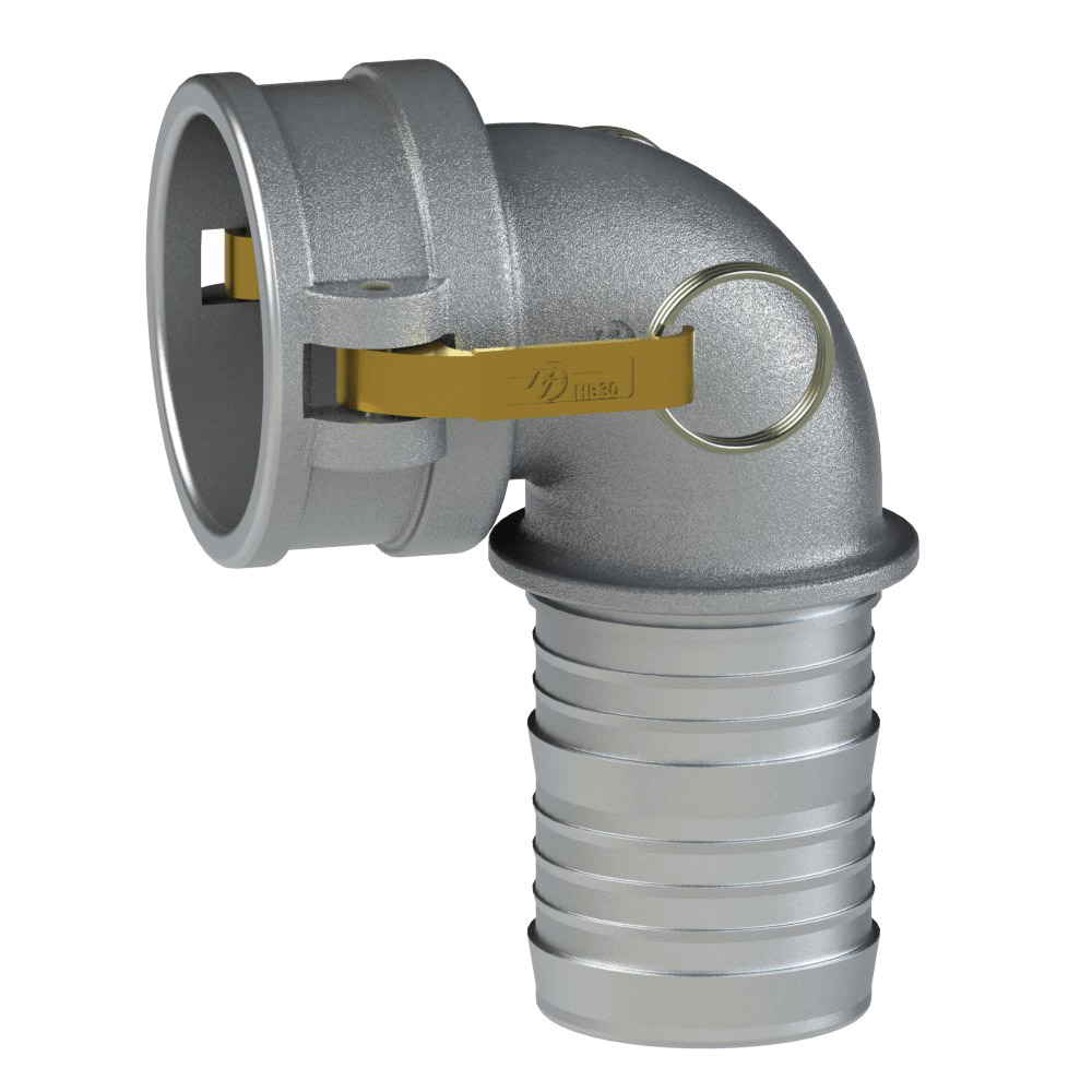 PT Coupling 6050000061 90 deg Elbow, 1 in Type C x 1 in Hose Shank, Aluminum