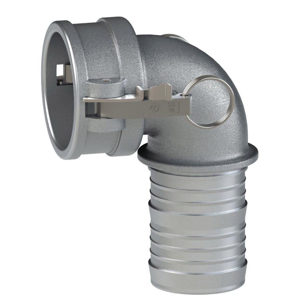 PT Coupling Sta-Lok II 60504000L2 90 deg Elbow, 4 in Type C x 4 in Hose Shank, Aluminum