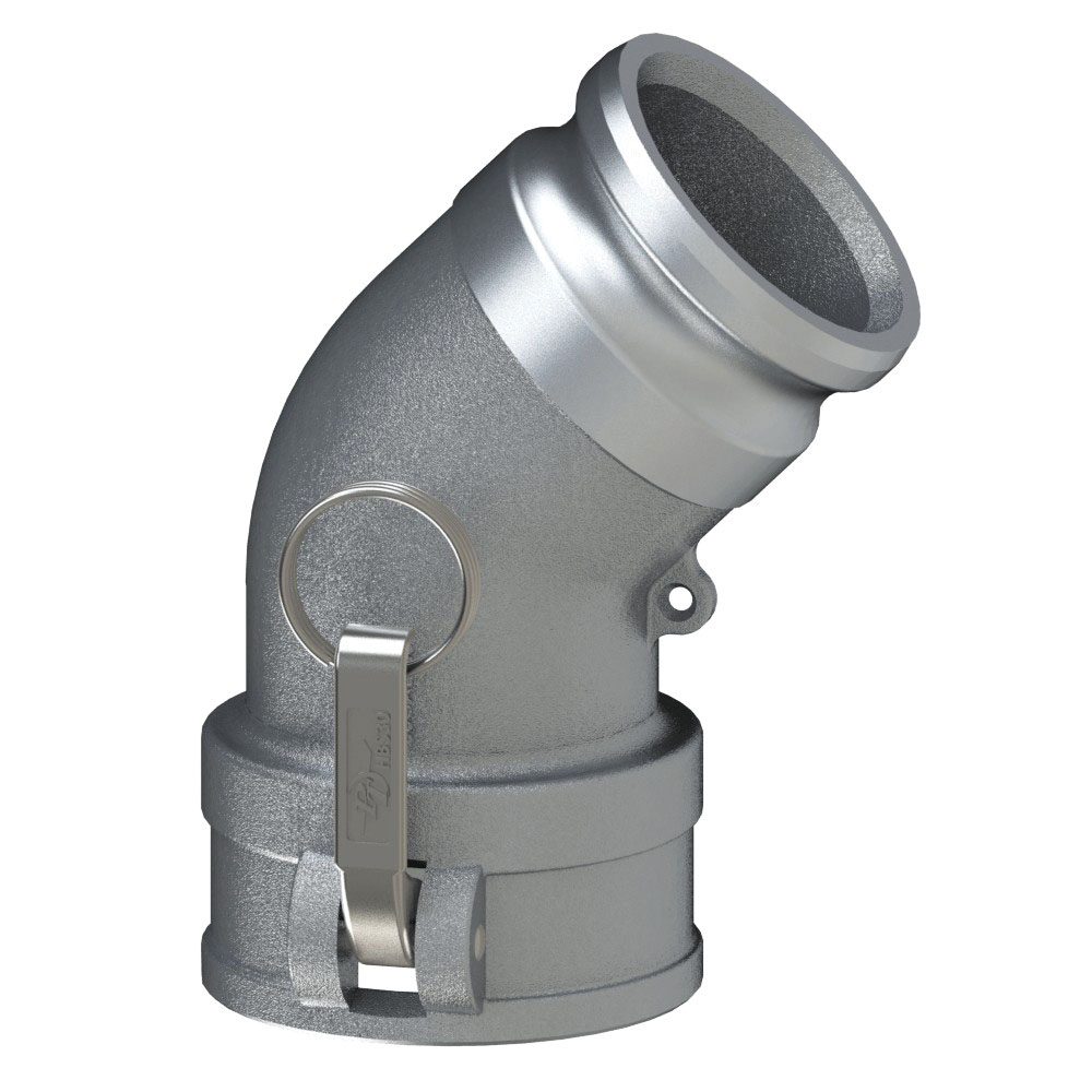 PT Coupling 60504145 45 deg Elbow, 4 in Coupler x 4 in Adapter, Aluminum