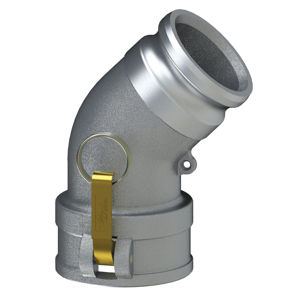PT Coupling 60504147 45 deg Elbow, 4 in Coupler x 4 in Adapter, Aluminum
