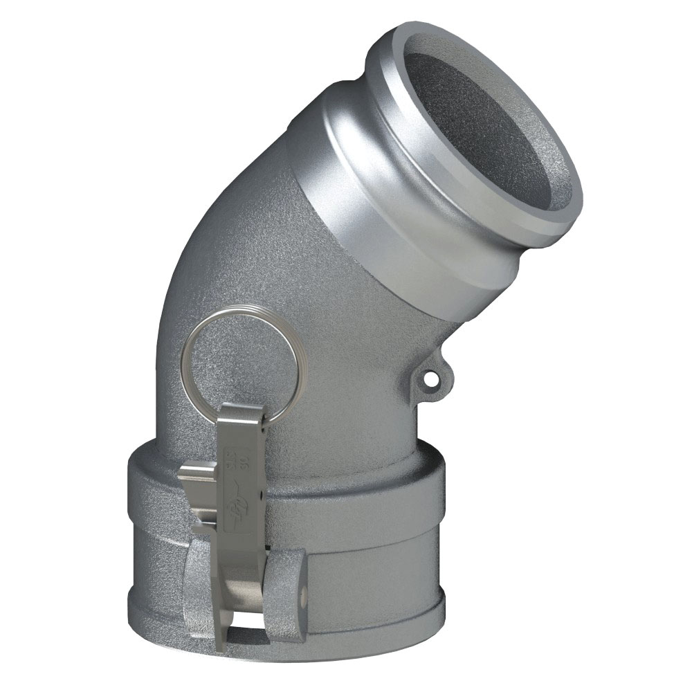 PT Coupling Sta-Lok II 6054426H Heavy-Duty 45 deg Elbow, 6 in Coupler x 6 in Adapter, Aluminum