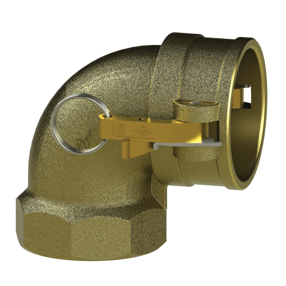 PT Coupling Sta-Lok II 62482001L2 90 deg Elbow, 2 in Coupler x 2 in FNPT, Brass