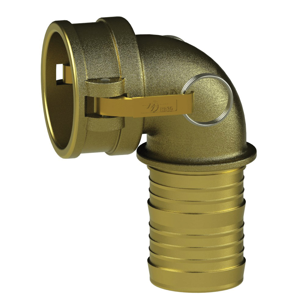 PT Coupling 62502000 90 deg Elbow, 2 in Type C x 2 in Hose Shank, Brass