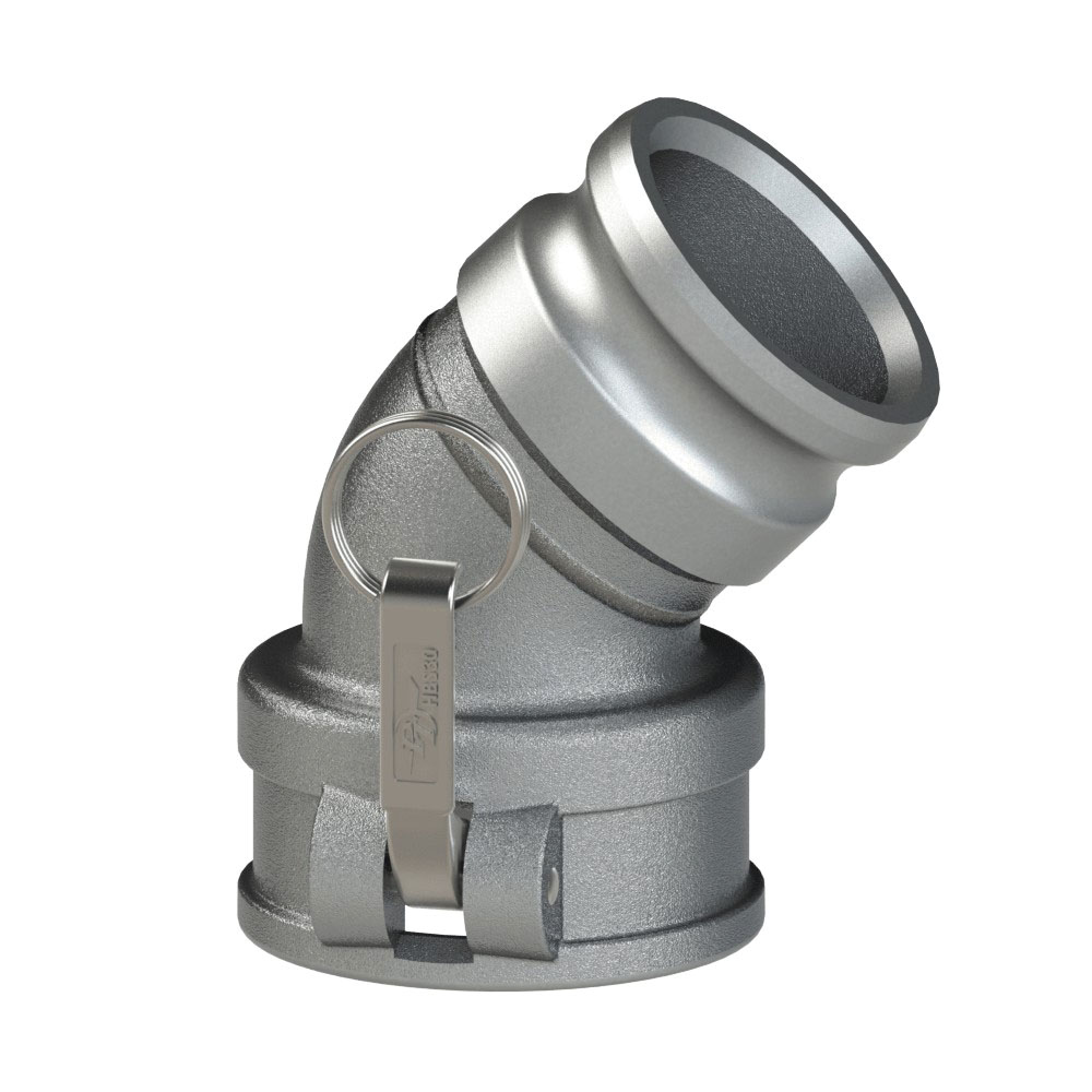 PT Coupling 68504140 45 deg Elbow, 4 in Coupler x 4 in Adapter, Ductile Iron
