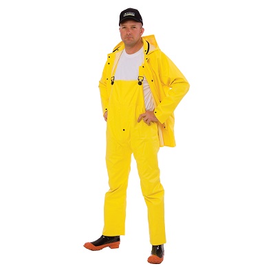 StormFront Men's Yellow Detachable Hood 3-Piece Rain Suit
