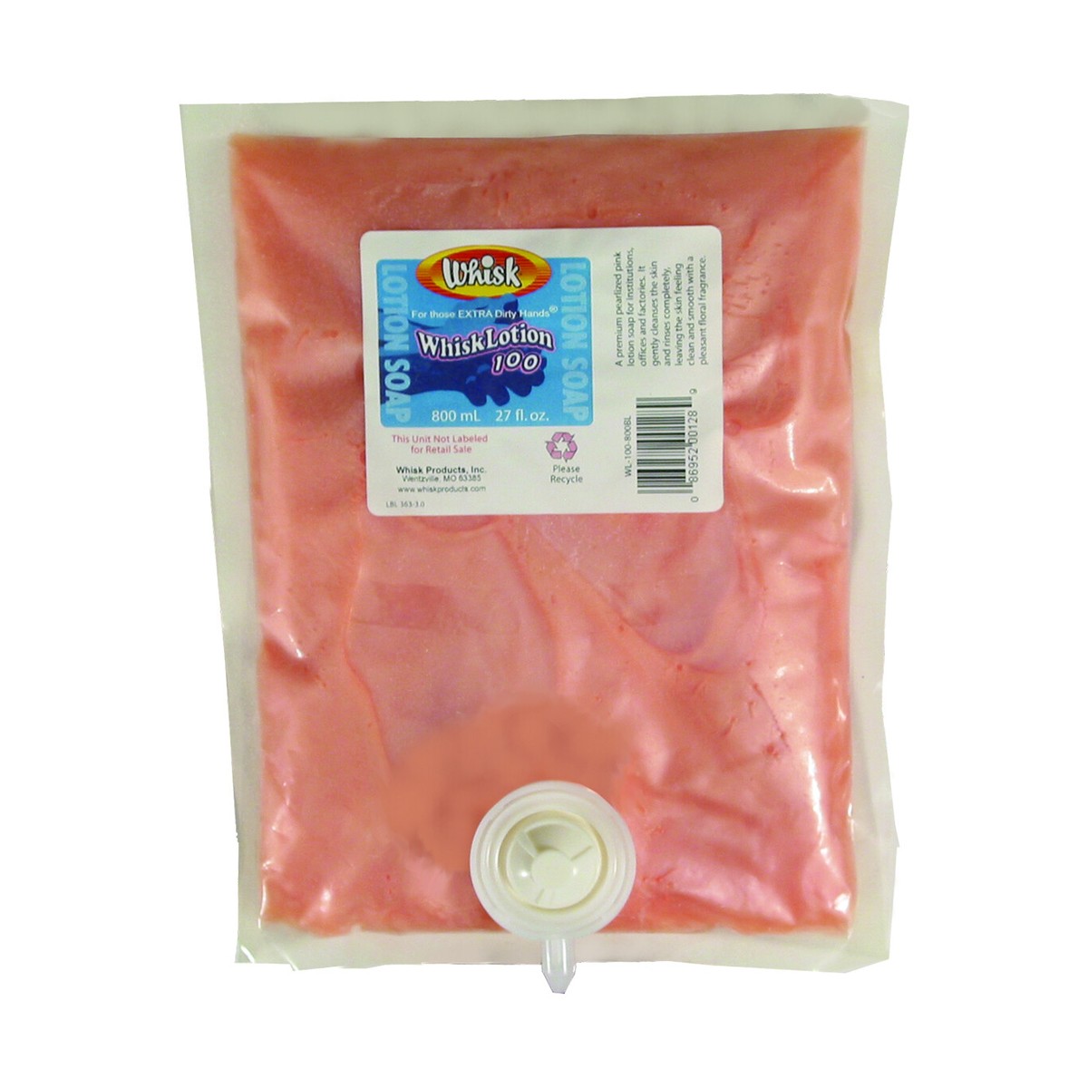 WhiskLotion 100 Pink Lotion Soap, Liquid, 1000mL, case of 8