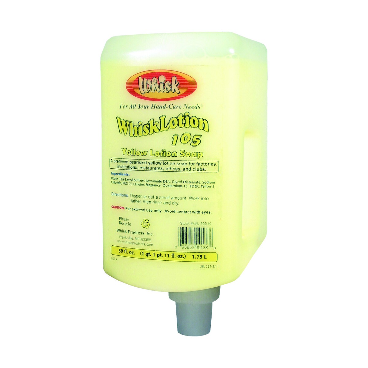 WhiskLotion 105 Yellow Lotion Soap, Liquid, 1.75L, case of 6