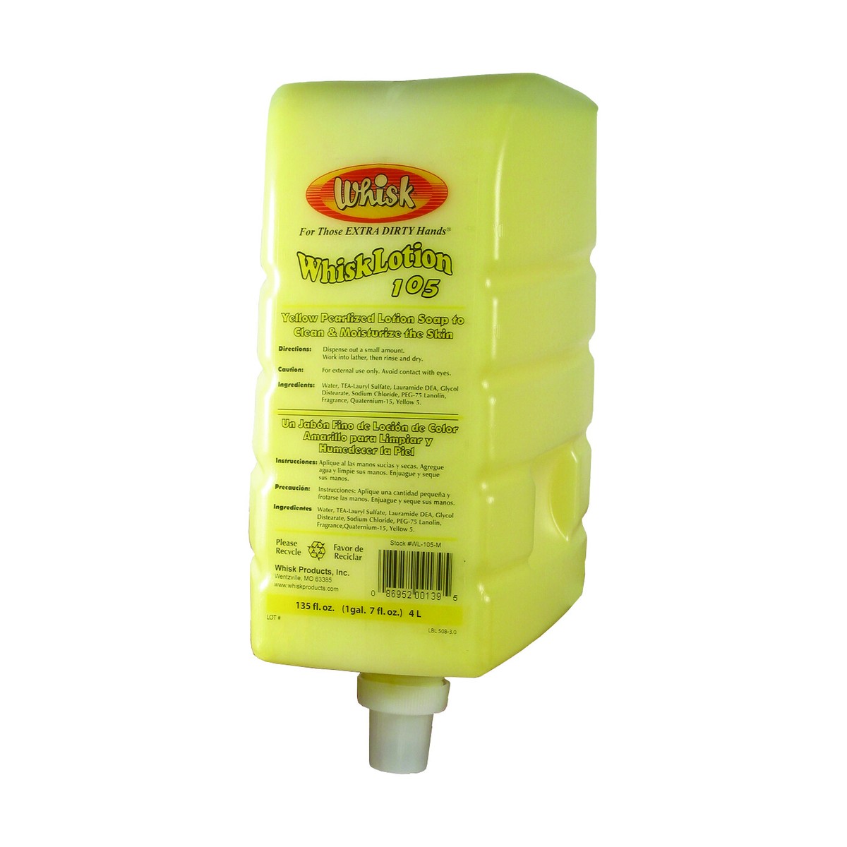 WhiskLotion 105 Yellow Lotion Soap, Liquid, 4.0L, case of 4