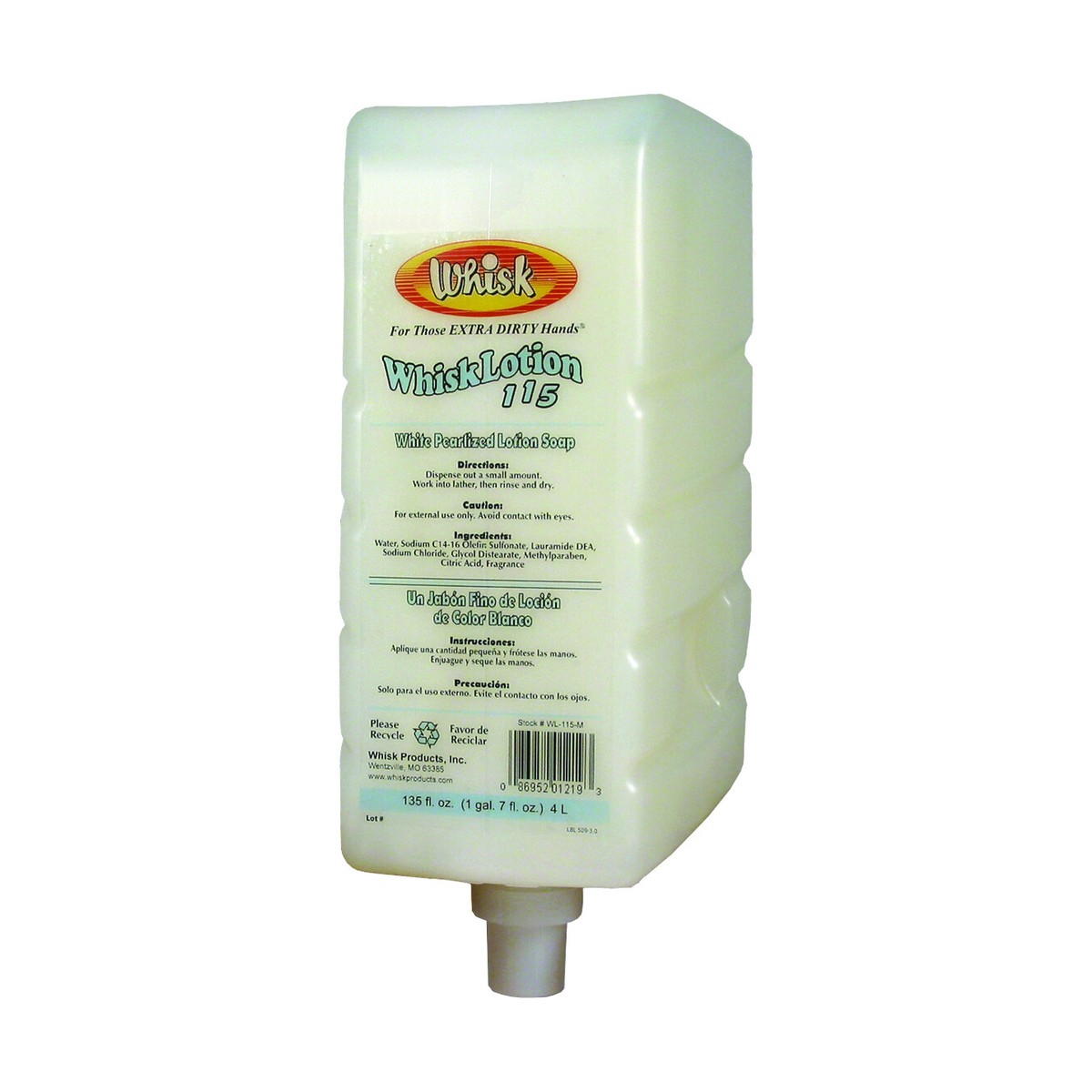 WhiskLotion 115 White Lotion Soap, Liquid, 4.0L, case of 4