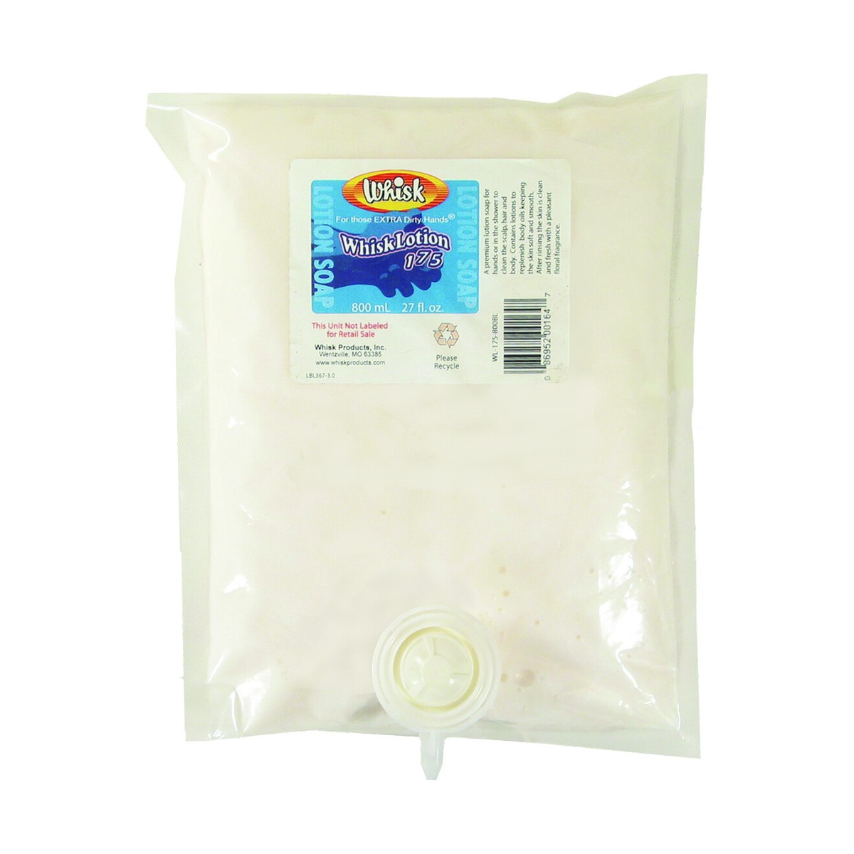WhiskLotion 175 White Shower Soap, Liquid, 1000mL, case of 8