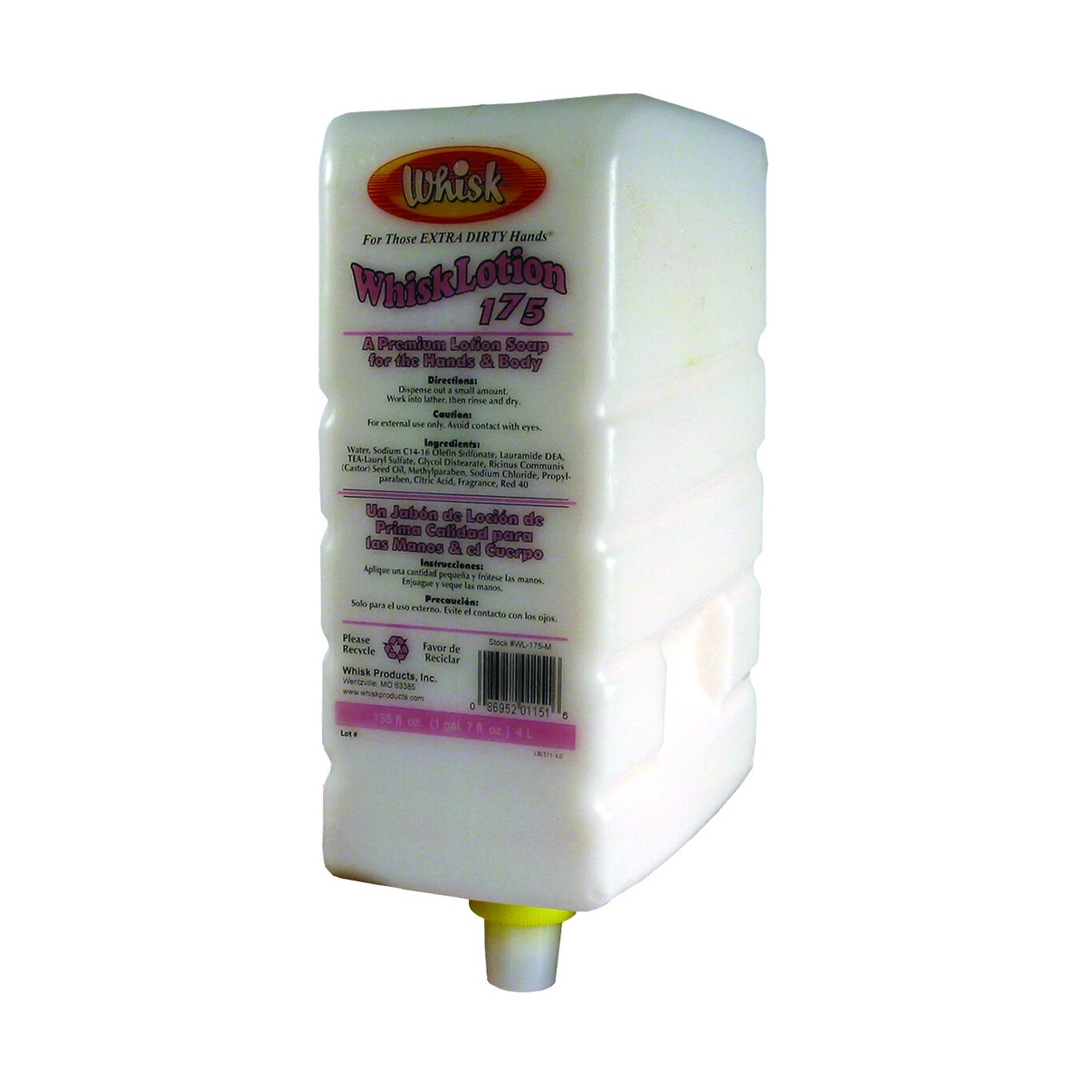 WhiskLotion 175 White Shower Soap, Liquid, 4.0L, case of 4