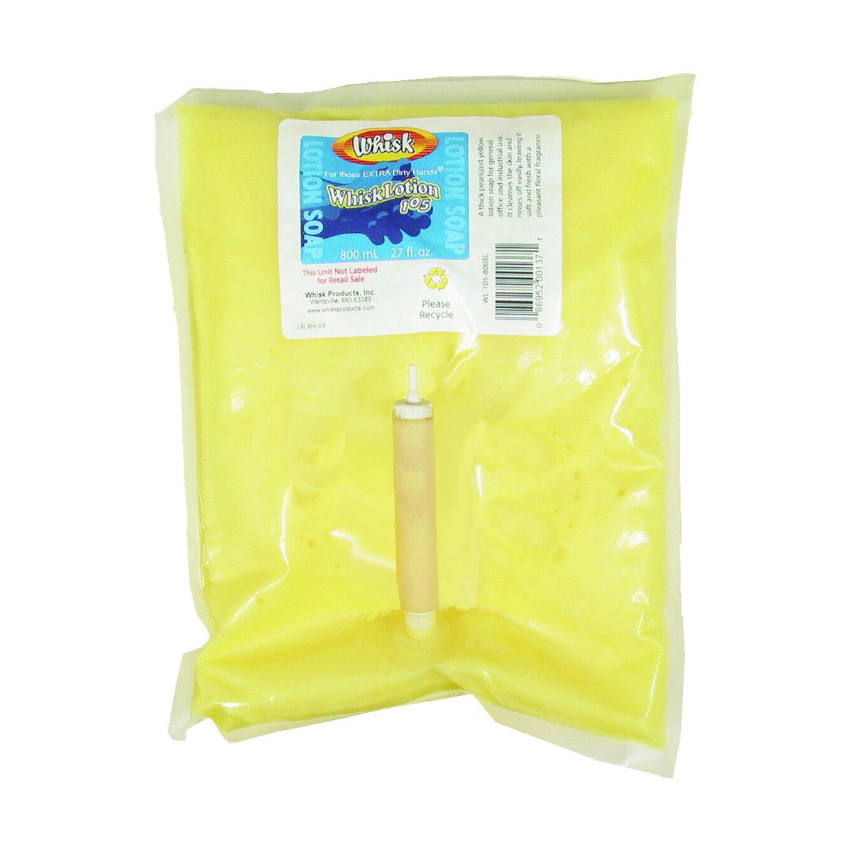 WhiskLotion 105 Yellow Lotion Soap, Liquid, 800mL, case of 12