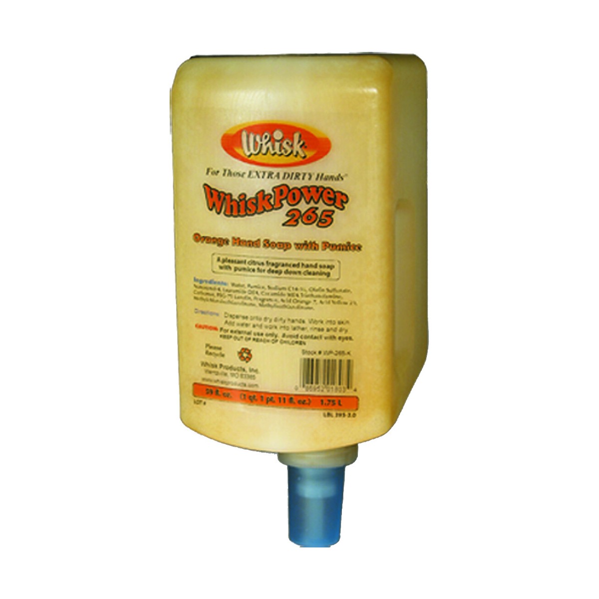WhiskPower 265, Orange Hand Soap with Pumice, Liquid, 1.75L, case of 6