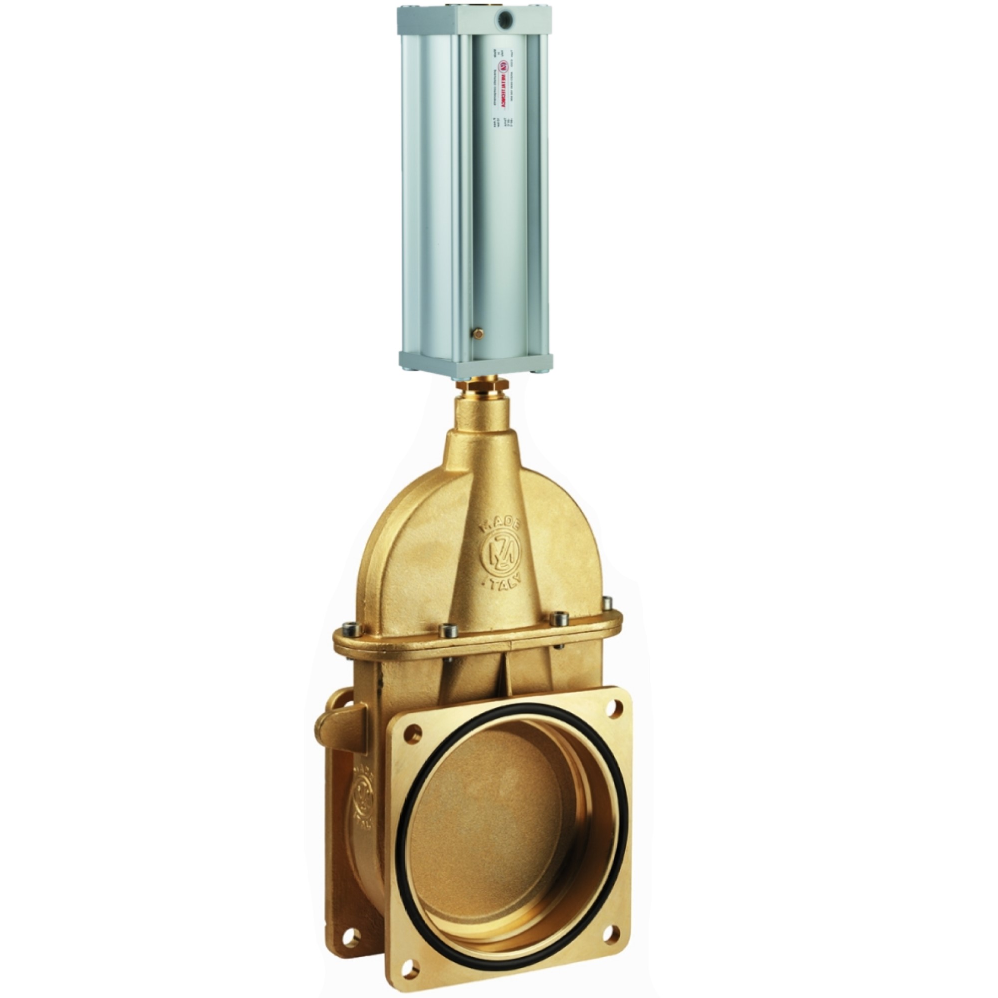 8" Brass Piston Valve Flange X Flange w/ Hydraulic Cylinder